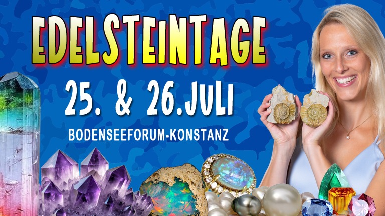 💎✨ Am 25.+26. Juli GLÄNZT und FUNKELND es im Bodenseeforum Konstanz! ✨💎

🌍 Entdeckt auf den Edelsteintagen Konstanz über 60 internationale Aussteller mit atemberaubenden Edelsteinen, Kristallen, Mineralien, Fossilien und einzigartigem Schmuck. 💍✨

💎 Seltene Schätze entdecken
🔥 Live-Schleifvorführungen erleben
✨ Einzigartige Schmuckstücke finden

👨‍👩‍👧‍👦 Kinder bis 14 Jahre haben in Begleitung eines Erwachsenen freien Eintritt.

📍 Bodenseeforum Konstanz
📅 25. & 26. Juli
🕒 Sa. 11–18 Uhr | So. 11–17 Uhr

✨ Kommt vorbei, lasst euch inspirieren und nehmt ein Stück Natur mit nach Hause! Wer bringt seine Freunde mit? 👇💎

#Edelsteintage #Konstanz #Bodensee #Bodenseeforum #Edelsteine #Kristalle #Mineralien #Fossilien #Schmuck #Schmuckliebe #Opale #SchätzeDerErde #Kristalle #Glitzer #WochenendTipp #Familienausflug #Erlebnis #Ausflug #Event #BodenseeLiebe #CtystalEvents